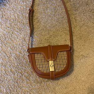 Faux leather long strap crossbody bag
